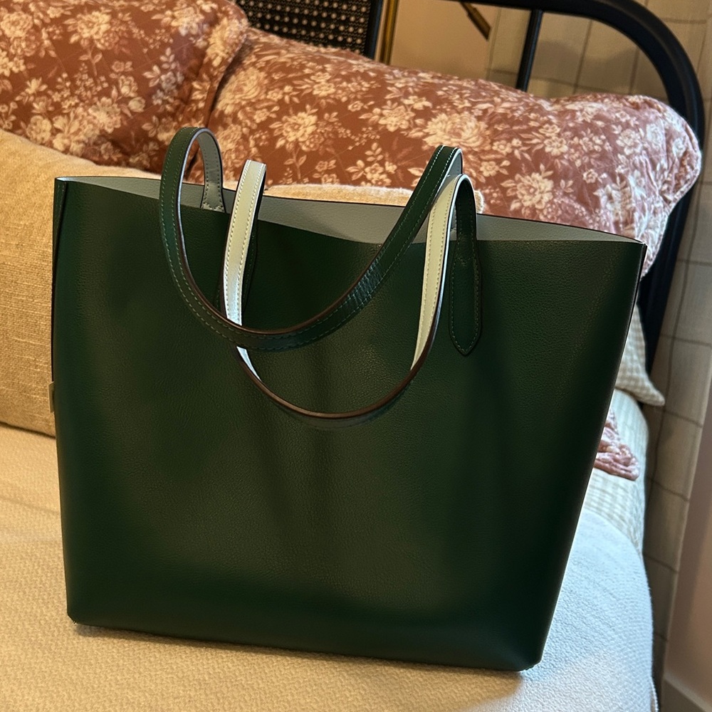 Kate Spade Reversible Dark Green/Light BlueTote Bag - Picture 2 of 5